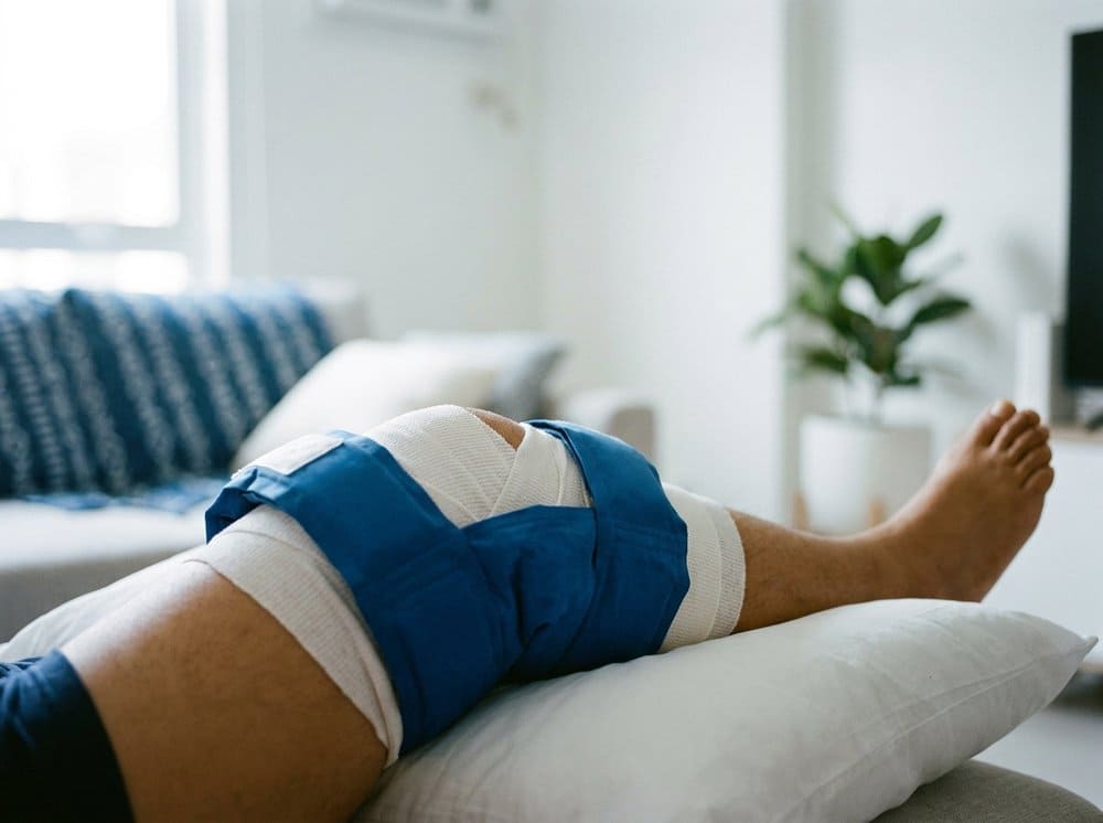 Athlete performing single-leg hop test during ACL rehab