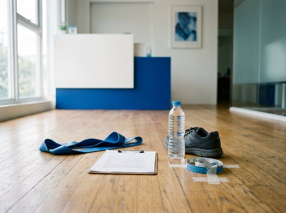 Patient using TENS unit for knee pain